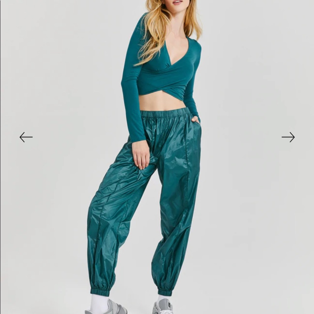 Something Navy Teal Nylon Joggers XXS new